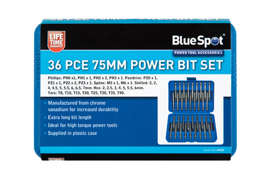 BlueSpot 36 PCE 75mm Power Bits Set 14150