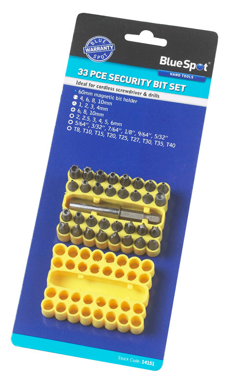 BlueSpot 33 PCE Security Screwdriver Bit Set 14151