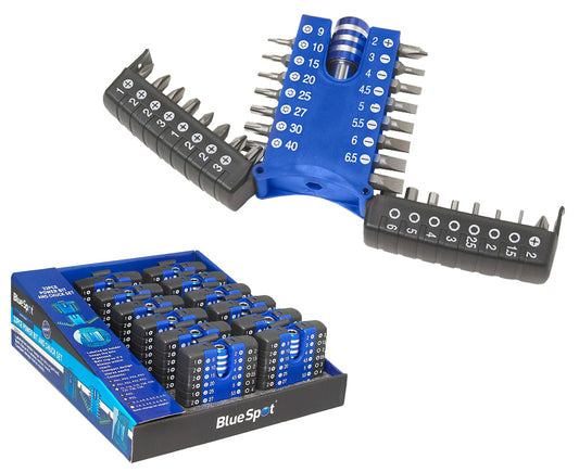 BlueSpot 33 PCE Compact Screwdriver Bit Set With Chuck 14157