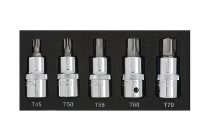 BlueSpot 5 PCE 1/2" Torx Bit Set (T45-T70) (EVA FOAM) 01505