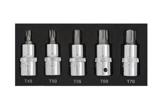 BlueSpot 5 PCE 1/2" Torx Bit Set (T45-T70) (EVA FOAM) 01505