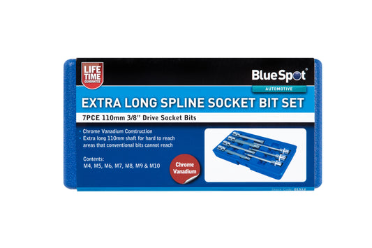 BlueSpot 7 PCE 3/8" Extra Long Spline Socket Bit Set (M4 -M10) 01512