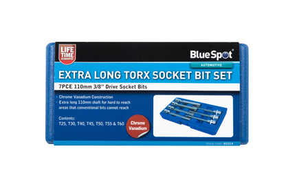 BlueSpot 7 PCE 3/8" Extra Long Torx Socket Bit Set (T25-T60) 01514
