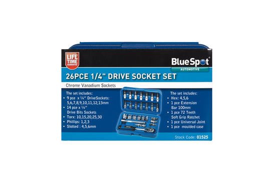 BlueSpot 26 PCE 1/4" Metric Socket Set (5-14mm) 01525