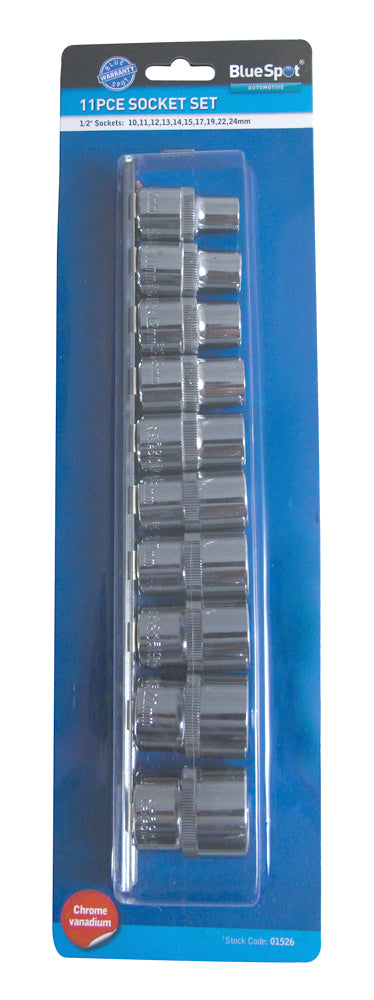 BlueSpot 10 PCE 1/2" Metric Socket Set (10-24mm) 01526