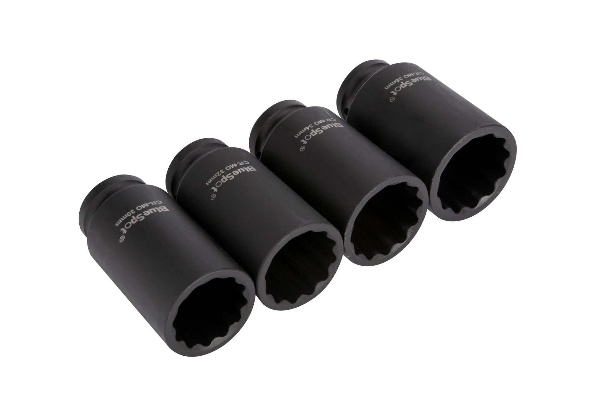 BlueSpot 4 PCE 1/2" Metric Cr-Mo Impact Sockets (30-36mm) 01528
