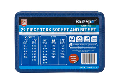 BlueSpot 29 PCE Torx Socket & Bit Set (T10-T55) (E4-E20) 01529