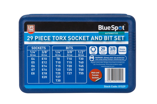 BlueSpot 29 PCE Torx Socket & Bit Set (T10-T55) (E4-E20) 01529