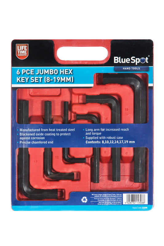BlueSpot 6 PCE Jumbo Hex Key Set (8-19mm) 15308