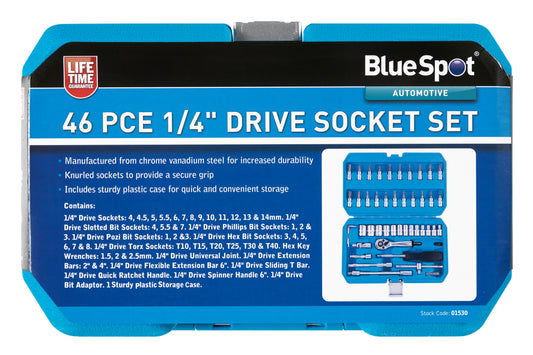 BlueSpot 46 PCE 1/4" Metric Socket Set (4-14mm) 01530