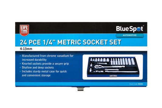 BlueSpot 24 PCE 1/4" Metric Socket Set (4-13mm) 01531