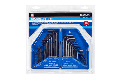 BlueSpot 30 PCE Hex Key Set (0.7-10mm) (0.028"-3/8") 15320