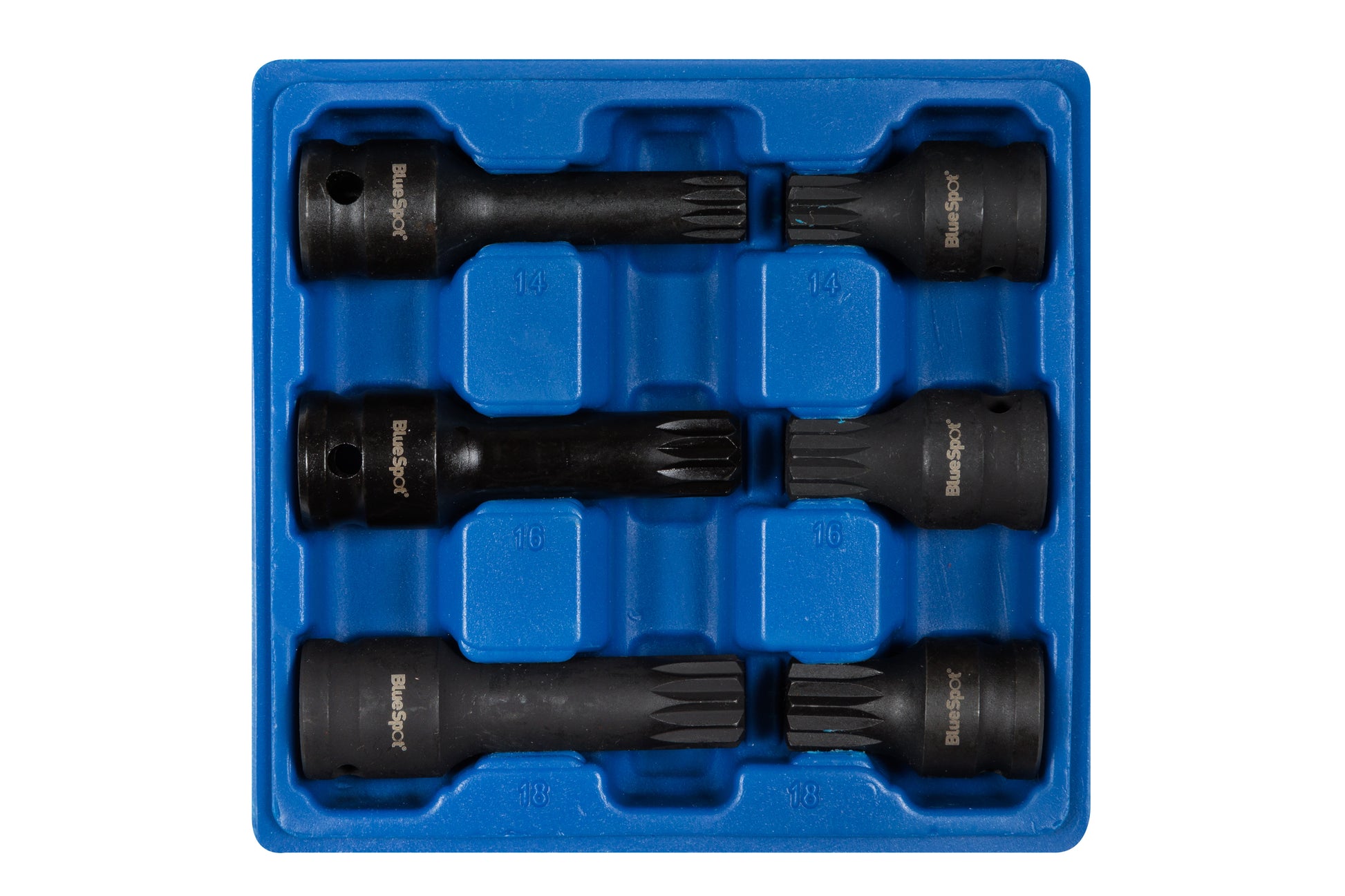 BlueSpot 6 PCE 1/2" Spline Sockets (M14-M18)  01532