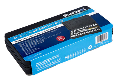 BlueSpot 40 PCE 1/4" & 3/8" Socket Set (4-13mm) (5/32"-3/8") 01535