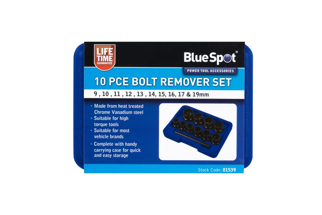 BlueSpot 10 PCE Bolt Remover Set (9-19mm) 01539