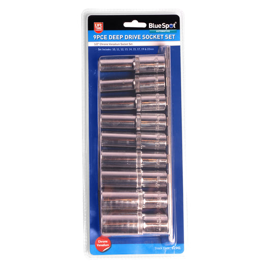 BlueSpot 9 PCE 1/2" Metric Deep Socket Set (10-22mm) 01541