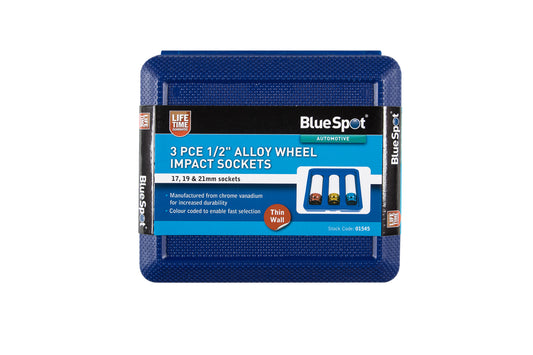 BlueSpot 3 PCE 1/2" Alloy Wheel Impact Sockets (17, 19, 21mm) 01545
