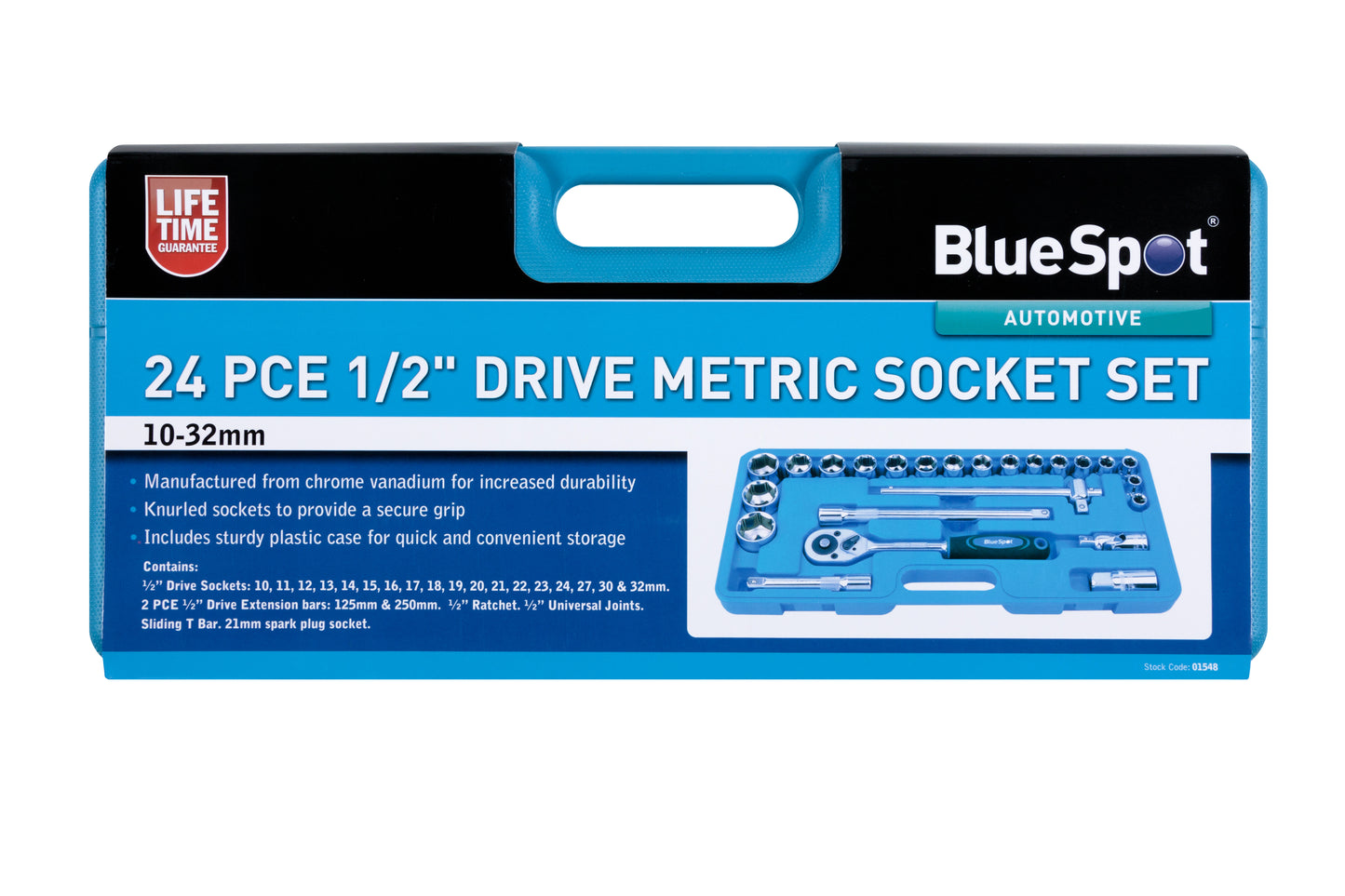 BlueSpot 24 PCE 1/2" Metric Socket Set (10-32mm)  01548