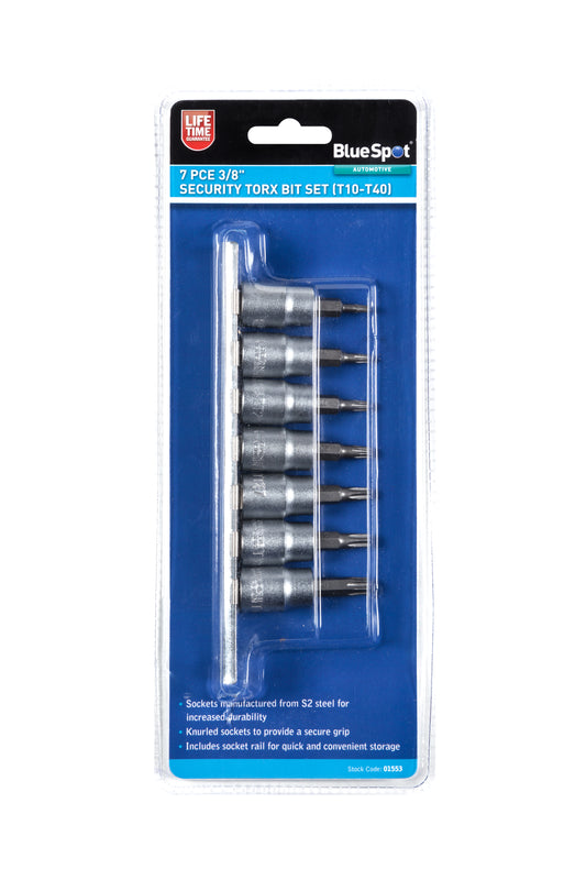 BlueSpot 7 PCE 3/8" Security Torx Bit Set (T10-T40) 01553