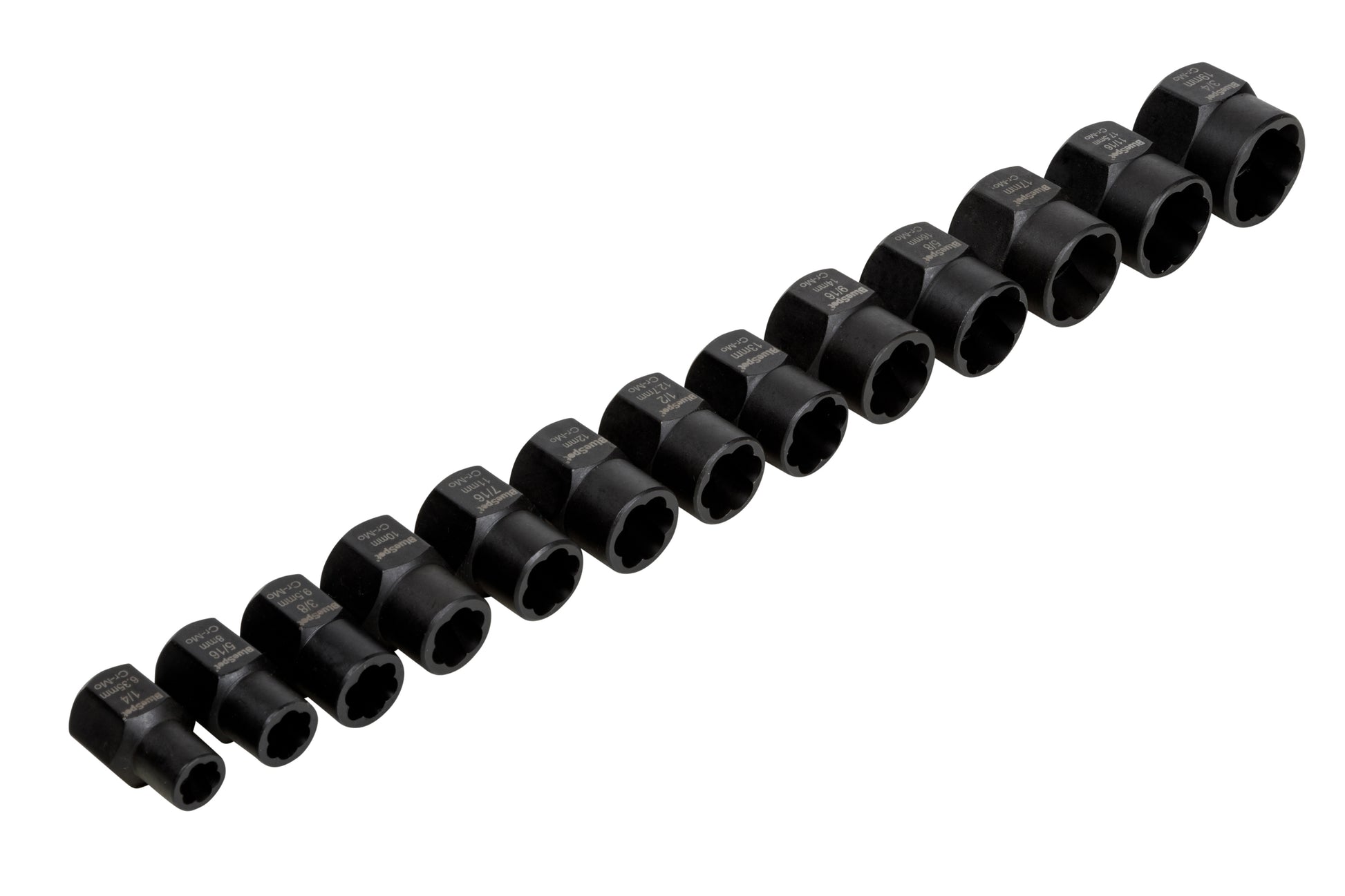 BlueSpot 13 PCE Impact Bolt And Nut Remover Set (1/4"-11/16") (8mm-19mm) 01555