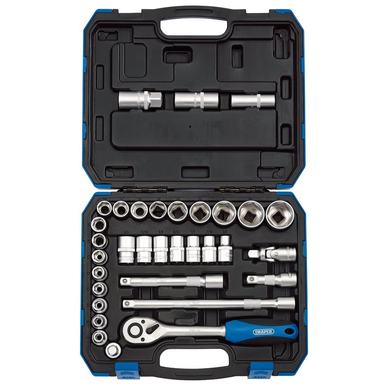 Draper Combined MM/AF Socket Set, 1/2" Sq. Dr. (33 Piece) DRA-16363