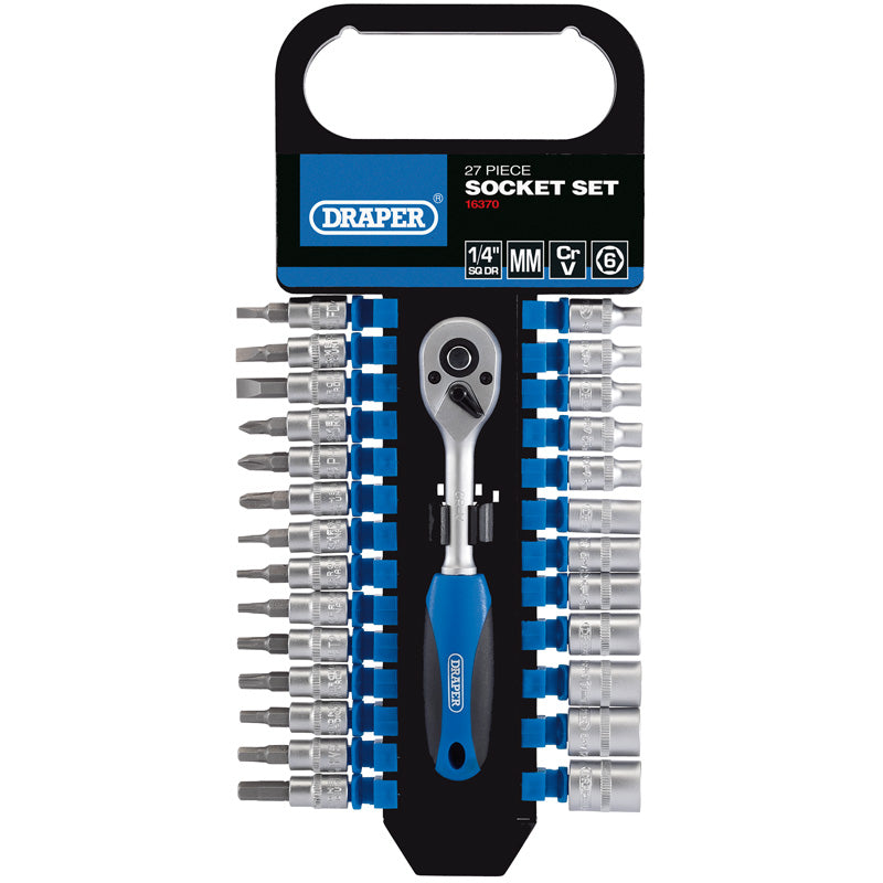 Draper Metric Socket Set, 1/4" Sq. Dr. (27 Piece) DRA-16370