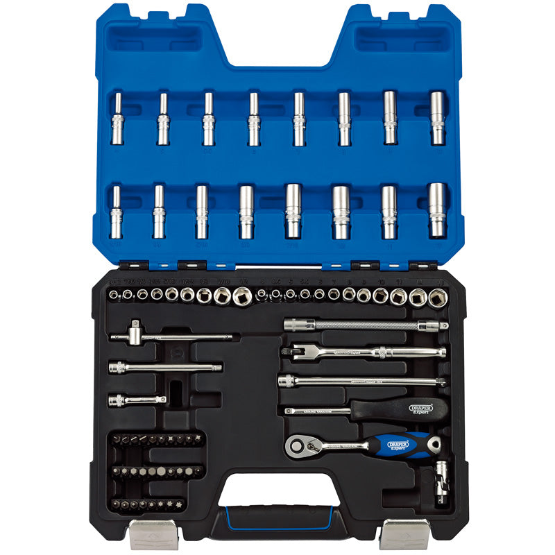 Draper MM/AF Combined Socket Set, 1/4" Sq. Dr. (75 Piece) DRA-16448