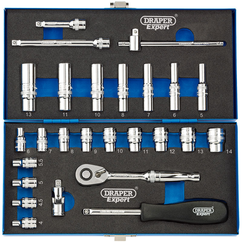 Draper Metric Socket Set, 1/4" Sq. Dr. (26 Piece) DRA-16476