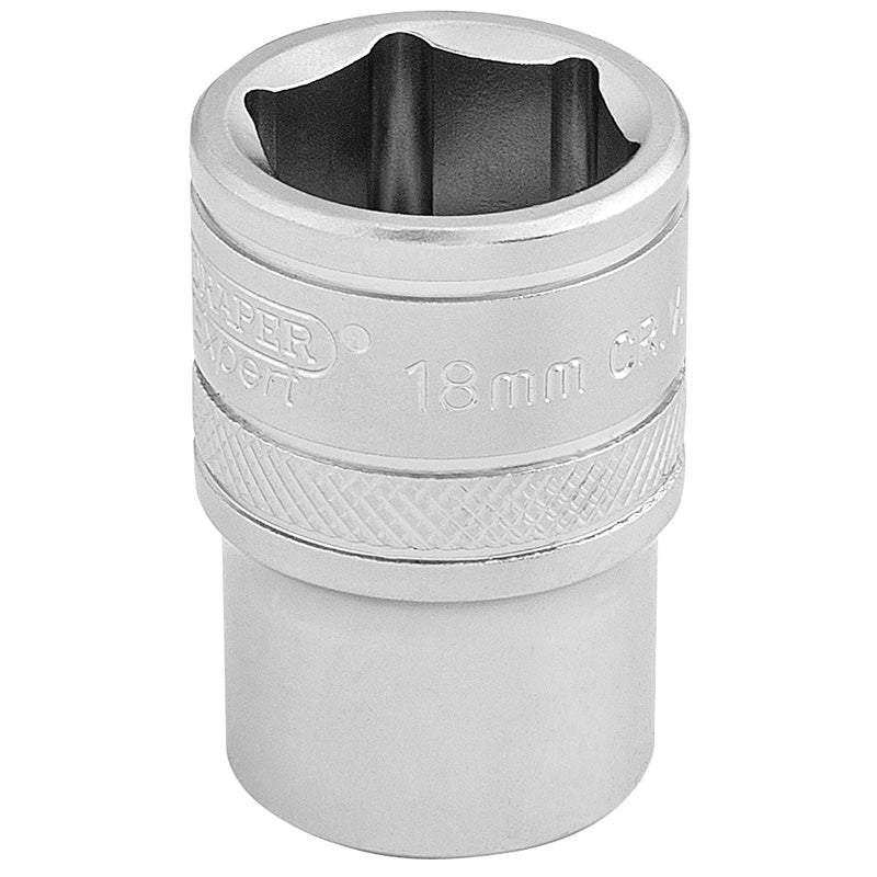 Draper 6 Point Metric Socket, 1/2" Sq. Dr., 18mm DRA-16608