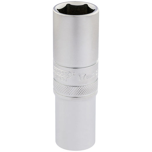 Draper 6 Point Metric Deep Socket, 1/2" Sq. Dr., 17mm DRA-16649