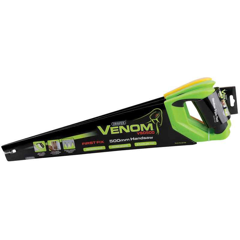 Draper Venom® ; Double Ground Handsaws, 500mm (Pack of 3) DRA-17693