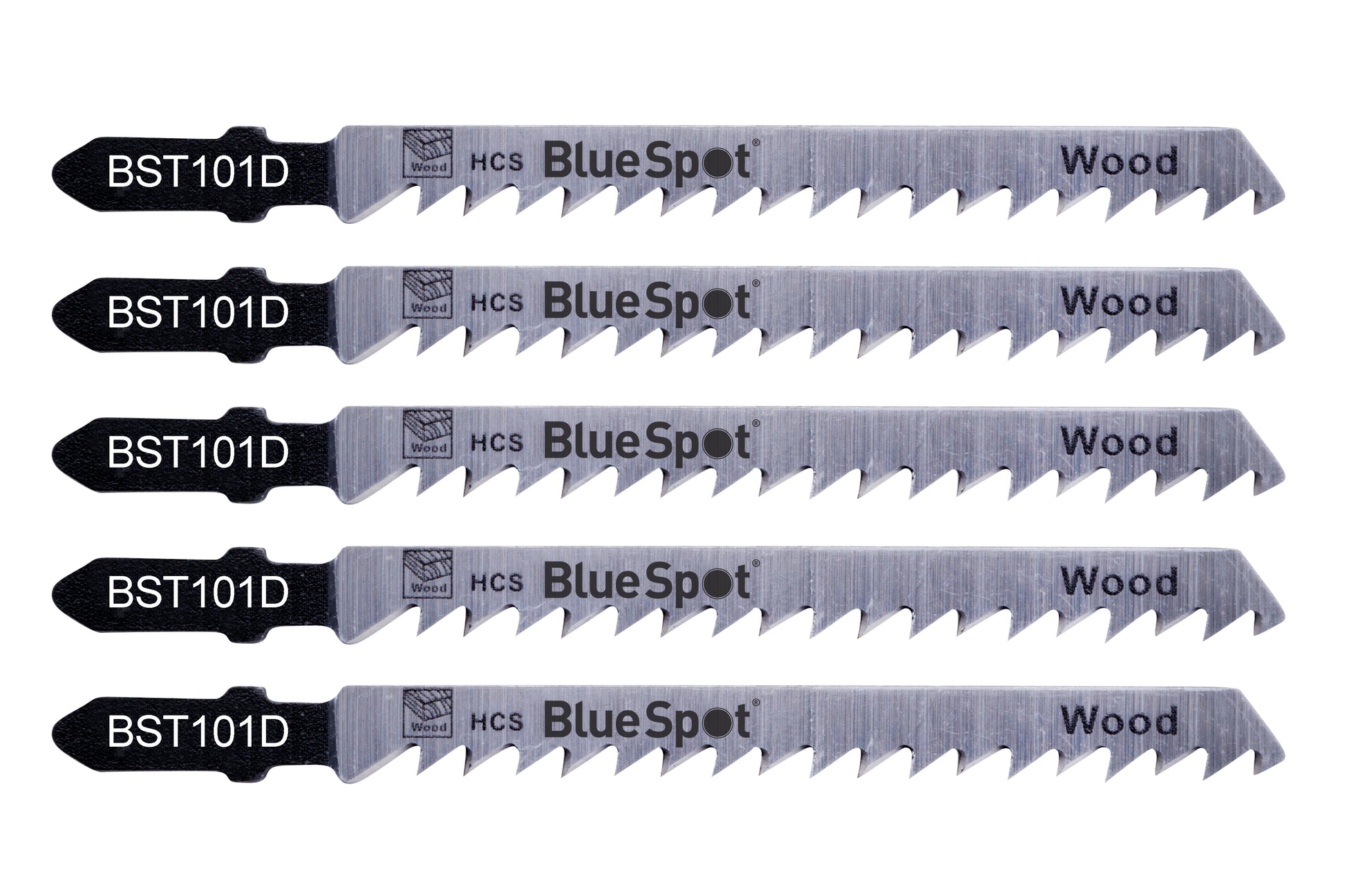 BlueSpot 5 PCE HCS Fast Cut Jigsaw Blades For Wood (6 TPI) 19007