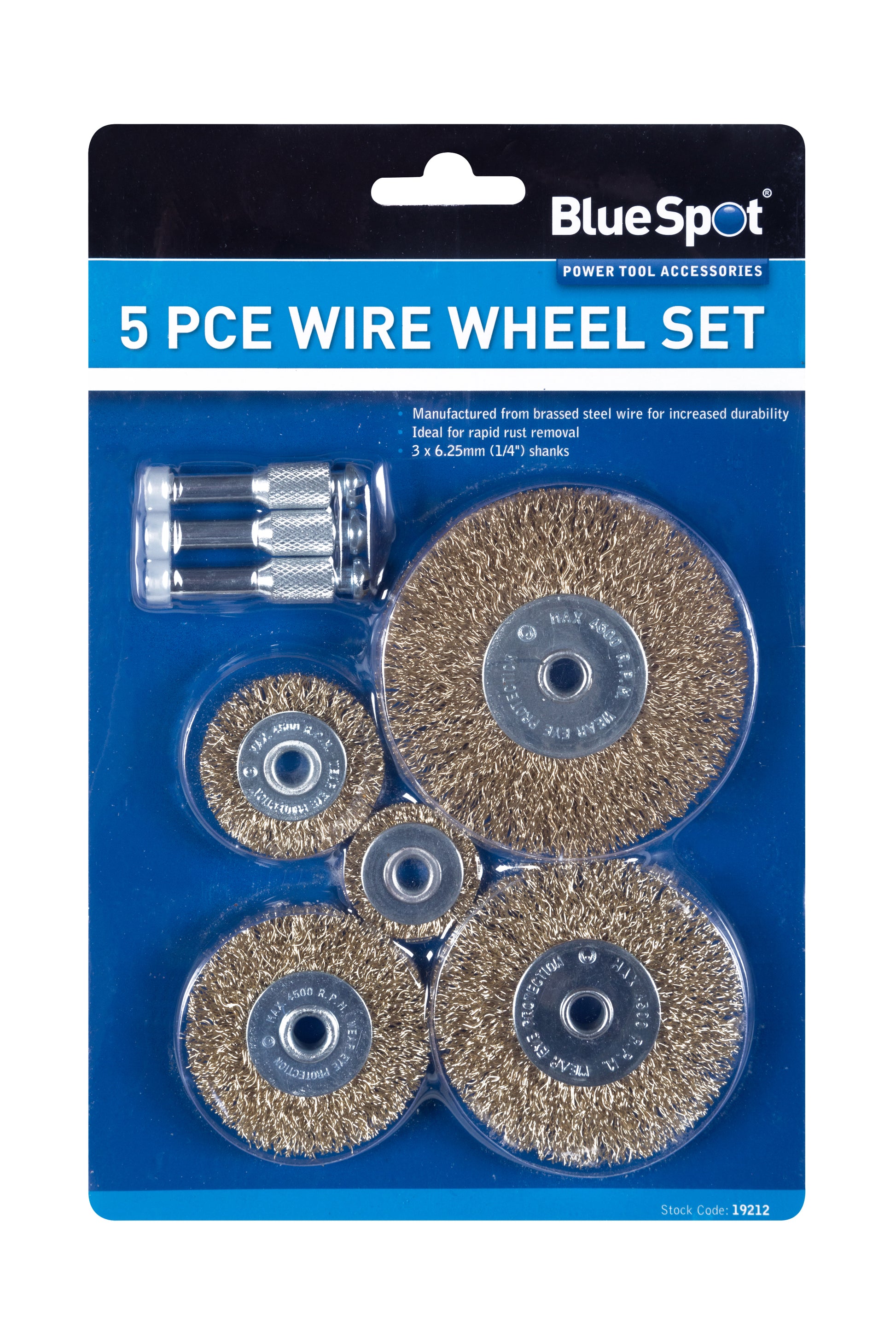BlueSpot 5 PCE Wire Wheel Set 19212