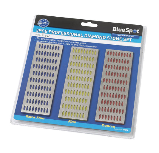 BlueSpot 3 PCE 150mm x 50mm Diamond Sharpening Whetstone Set 19275