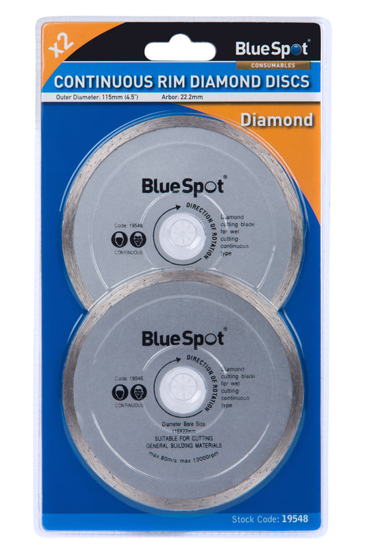 BlueSpot 2 PCE Continuous Rim 115mm (4.5") Diamond Discs 19548