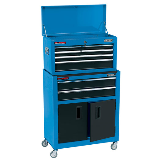 Draper Combined Roller Cabinet and Tool Chest, 6 Drawer, 24", Blue DRA-19563