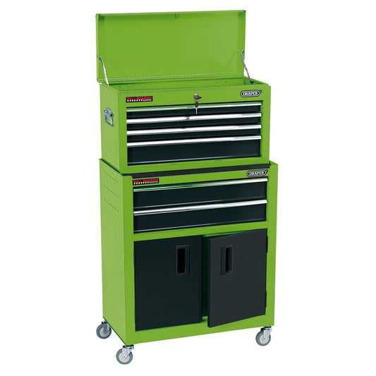 Draper Combined Roller Cabinet and Tool Chest, 6 Drawer, 24", Green DRA-19566