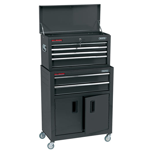 Draper Combined Roller Cabinet and Tool Chest, 6 Drawer, 24", Black DRA-19572