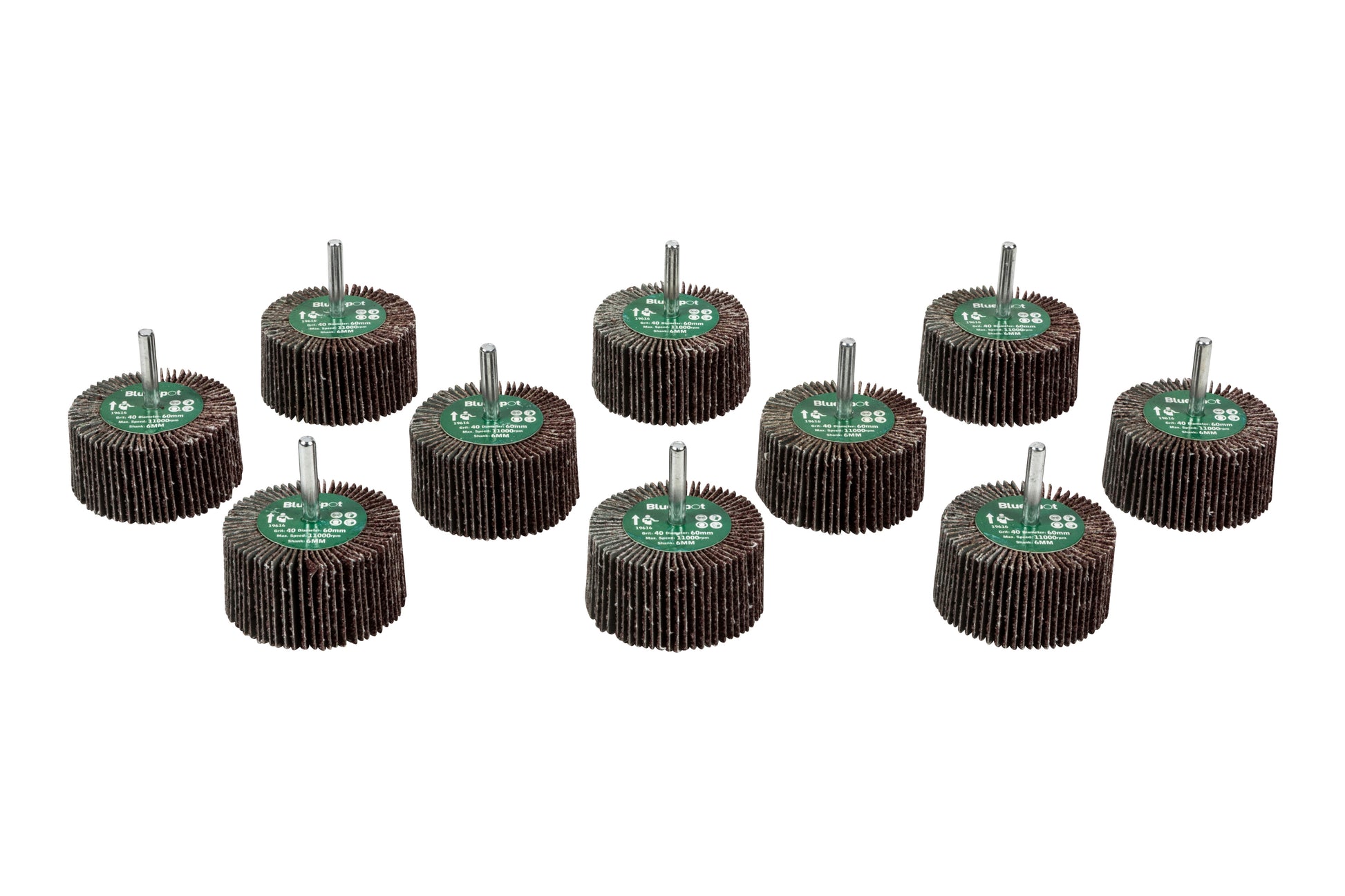 BlueSpot 10 PCE 40 Grit 60MM Flap Wheels In Box  19616