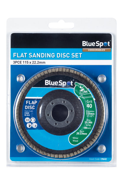 BlueSpot 3 PCE 115mm (4.5") Flap Sanding Disc Set 19642