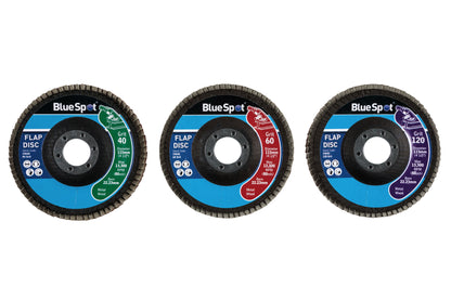 BlueSpot 3 PCE 115mm (4.5") Flap Sanding Disc Set 19642