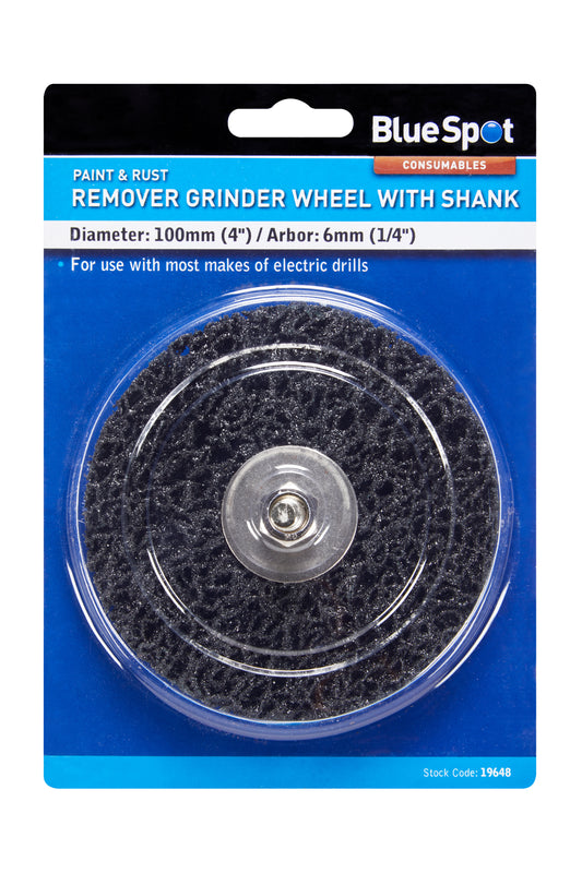 BlueSpot 100mm (4") Rust Remover Grinding Wheel with Shank 19648
