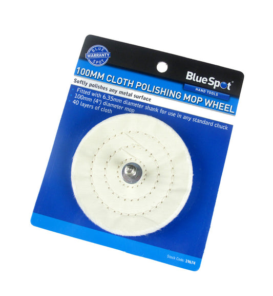 BlueSpot 100mm (4") Polishing Mop Wheel With Shank 19674