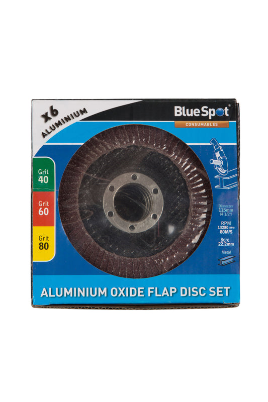 BlueSpot 6 PCE 115mm (4.5") Aluminium Oxide Flap Disc Set 19688