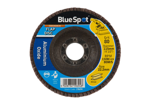 BlueSpot 115mm (4.5") 80 Grit Aluminium Oxide Flap Disc 19694