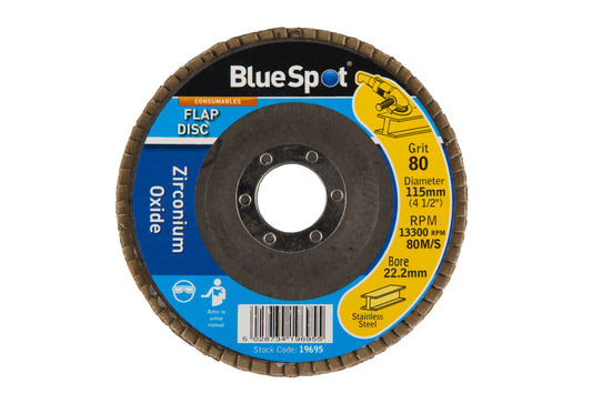 BlueSpot 115mm (4.5") 80 Grit Zirconium Oxide Flap Disc 19695