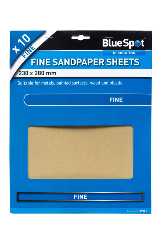 BlueSpot 10 PCE Fine Sandpapers 19851