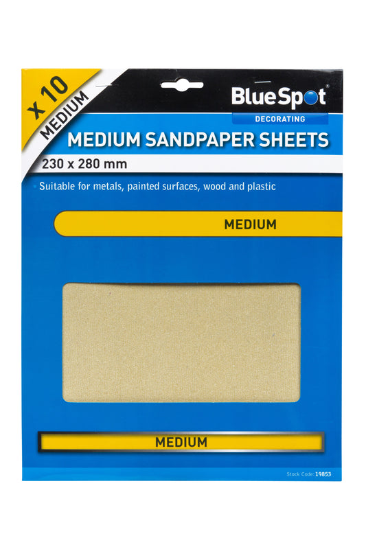 BlueSpot 10 PCE Medium Sandpapers 19853