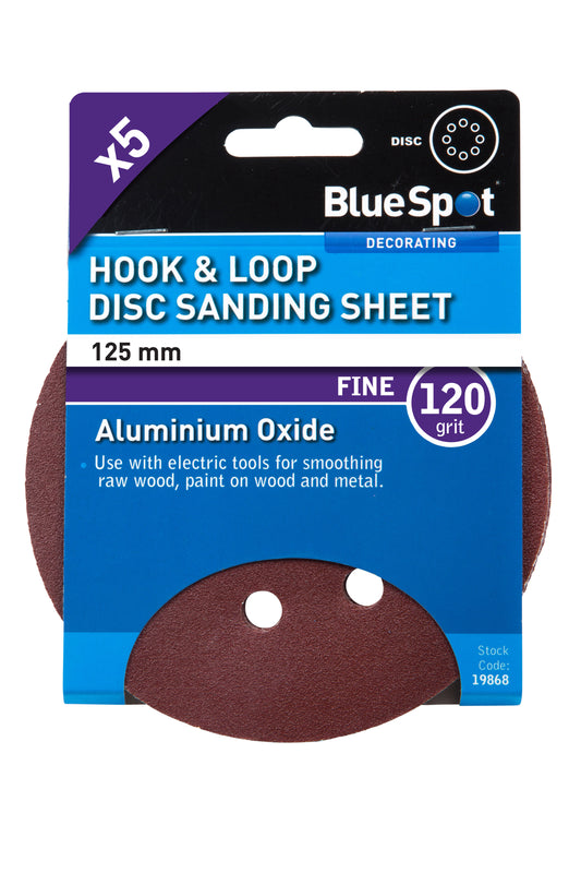 BlueSpot 125mm 5 Pack 120 Grit Sanding Disc 19868