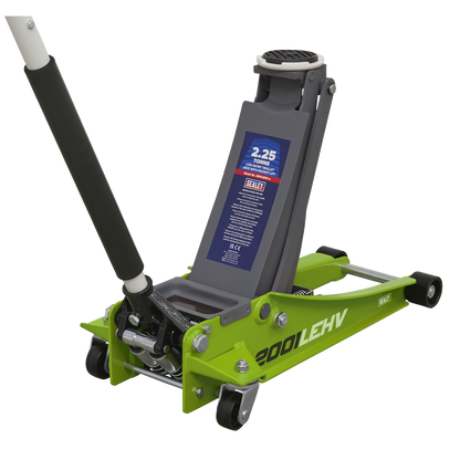 Sealey 2.25tonne Low Entry Trolley Jack with Rocket Lift - Hi-Vis Green 2001LEHV